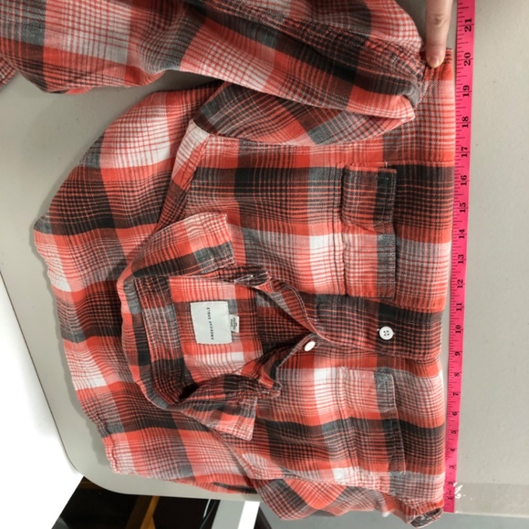 American Eagle Womens Button Down SIze S Coral Plaid Brushed Flannel Lumberjane - Picture 7 of 10